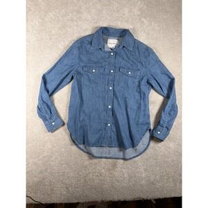 lola river denim pearl snap shirt Xs